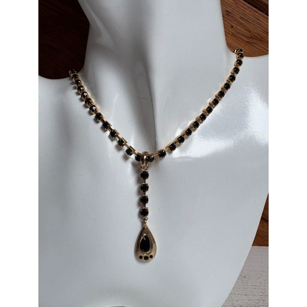 Swarovski Black Crystal Pendant Gold-Tone Necklace